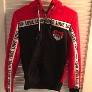 Thrill red/ black large LOVE hoodie women’s